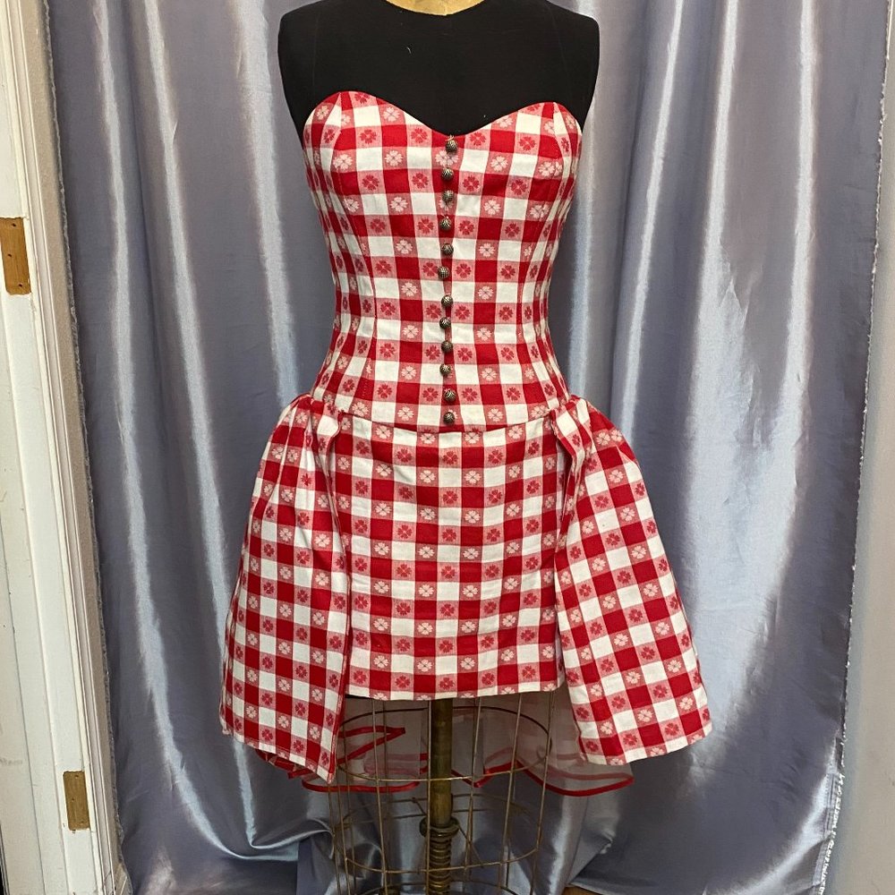 1 of a Kind "Picnic " Dress rd/wht check/ jacket